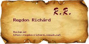 Regdon Richárd névjegykártya